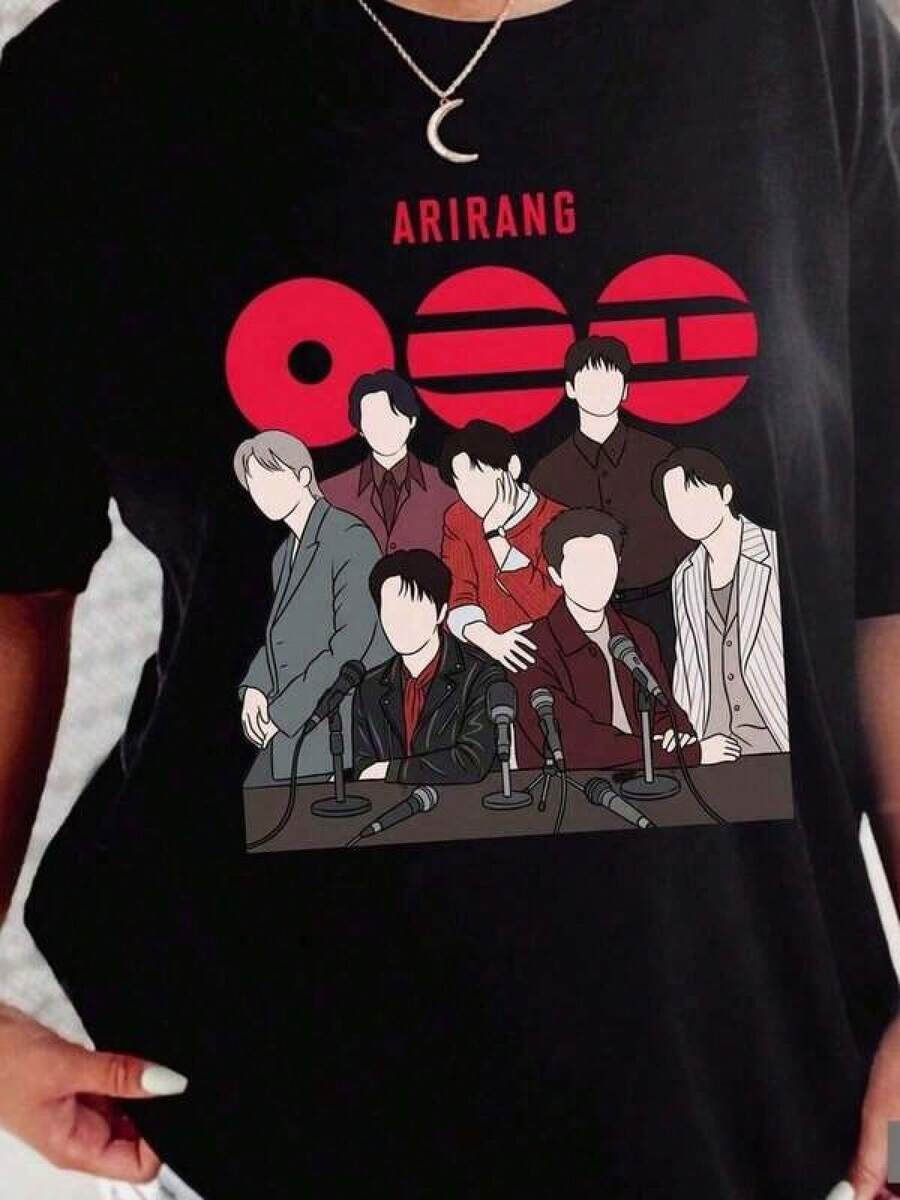 Camiseta con collage de Army, diseñada por fans del arte de Bangtan Boys, camiseta suave de . , productos,conjuntos de mujer,,,women clothing casual,2000's style,blouse,Unisex T-Shirt Q2B8 Blusas Para Mujer Casual,Everyday Must Have Pure Cotton Short Sleeve Tee, Casual Loose Comfy Style For Women Teen Girls, Lightweight Fabric For Daily Commute Street Leisure Campus Activity Dating Holiday Travel Wearropa  ropa de mujer basicos mujer tops de mujer ofertas ropa deportiva de mujer playeras para hombre playeras de mujer y20k mujer - Negro - Ver 1