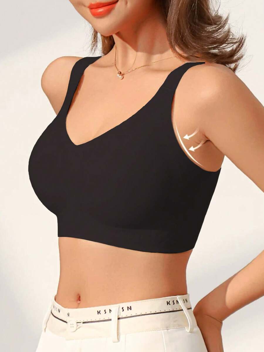 Women's Full Coverage Wireless Minimizer Bra, Lift And Support, Prevent Sagging, Smooth Shaping Underwire Bra - Black - View 1