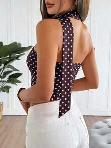 Top tubo de punto minimalista de moda para mujer HESSEN, apropiado para el verano/primavera, blusa ajustada sin tirantes y ajustable.Adecuado para tomar el té de la tarde, calle, vacaciones, superposición, fiesta, cita, playa, crucero, viaje por la ciudad - Café integral - Ver 5