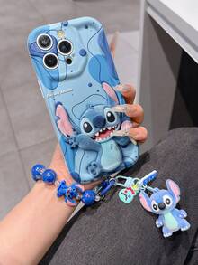 Disney Has Authorized, Phone Case - Chain Set, The Stitch Lilo & Stitch 3D Phone Case Plus A Silicone 3D Stitch Bracelet With Metallic Ring Removable Bracelet, Stitch And Angel Pattern, Compatible With Iphone17/16/15/14/13/12/11/XS/XR/X Plus Pro Max, A Stylish Cartoon Phone Case, The Perfect Gift Choice, Phone Protection, Durable Phone Cover, Great Gift For Friends And Family. - White - View 1