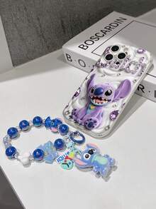 Disney Has Authorized, Phone Case - Chain Set, The Stitch Lilo & Stitch 3D Phone Case Plus A Silicone 3D Stitch Bracelet With Metallic Ring Removable Bracelet, Stitch And Angel Pattern, Compatible With Iphone17/16/15/14/13/12/11/XS/XR/X Plus Pro Max, A Stylish Cartoon Phone Case, The Perfect Gift Choice, Phone Protection, Durable Phone Cover, Great Gift For Friends And Family. - White - View 5