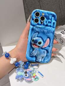 Disney Has Authorized, Phone Case - Chain Set, The Stitch Lilo & Stitch 3D Phone Case Plus A Silicone 3D Stitch Bracelet With Metallic Ring Removable Bracelet, Stitch And Angel Pattern, Compatible With Iphone17/16/15/14/13/12/11/XS/XR/X Plus Pro Max, A Stylish Cartoon Phone Case, The Perfect Gift Choice, Phone Protection, Durable Phone Cover, Great Gift For Friends And Family. - 白色 - 查看 4