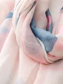Floral Print Tassel Decorated Scarf - Pink - View 10