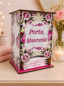 Floral Mdf Adhesive Absorbent Holder Organizer - 粉色 - 查看 1