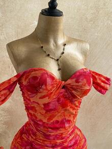 Vestido mini ajustado de punto con escote de hombros descubiertos, para vacaciones - Multicolor 2 - Ver 4