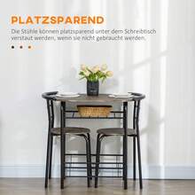 Bistro Table And Chair Set, 1 Table, 2 Chairs, 80cm X 53cm X 74.5cm, Black. - Black - View 3