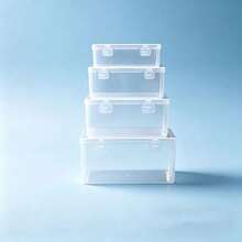 4 piezas Caja de almacenamiento multifuncional para joyas y cosméticos, a prueba de polvo y humedad con tapa, transparente, apilable (accesorios no incluidos) - Blanco - Ver 12