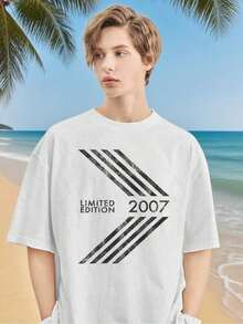 Women's Oversized Vintage T-Shirt, 2007 18th Anniversary Limited Edition - Graphic Print, Casual Loose Fit, Crew Neck, 2007 Design For Casual Wear And Anniversary Celebration, For All Seasons (Unisex Style For Men And Women) - 白色 - 查看 8