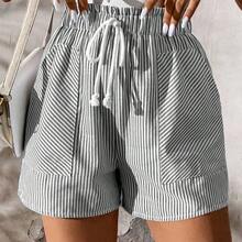 Women's Striped Elastic Waist Cotton Shorts With Pockets, Casual Summer Style Pure Cotton
100% Cotton - azul real - Ver 4