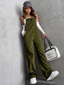 Unity 1 pieza Mono overol con bolsillo con solapa sin top tubo - Verde militar - Ver 6