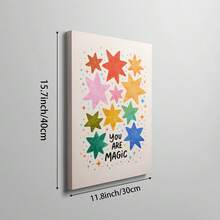 1张“你拥有魔力”积极肯定语录墙贴，彩色星星装饰画，适用于儿童房、卧室、游戏室、教室，可作礼物，带框或不带框 - 彩色 - 查看 11