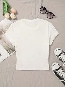 Women's Loose Fit T-Shirt With California Print - Vintage 1776 Los Angeles Design, Soft And Stretchy Fabric, Crew Neck, Short Sleeve, Machine Washable, Casual Summer Style, Medium Elasticity, Comfortable Style, 100% Cotton - 白色 - 查看 3