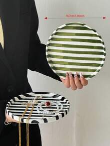 1PC 2PCS Classic Striped Dinner Plate, Nordic Minimalist Large Capacity Western Style Plate, Photography Food Display Plate, Party Gathering Snack Plate, Bedroom Jewelry Storage Tray, Gift Tray, Plate - Multicolor - View 11