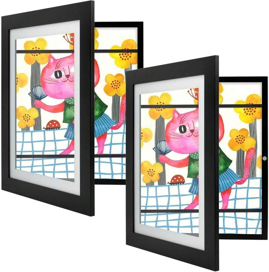 Art Frames, Front-Opening Picture Frame Great Drawings, Artworks, Art Projects, Schoolwork, Home Or Office (Black Set Of 2) - 2pcs - View 1