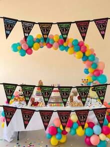 Bandeirola de aniversário personalizada com foto e texto, bandeirinha triangular personalizada com nome e idade, decoração para festa de aniversário de 18/21/30 anos, bandeirinha triangular preta com estrelas brilhantes, decoração para festa de aniversário. - Multicolorido - Ver 2