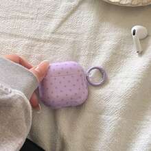 Korean Style Minimalist Purple Polka Dot Hanging Earphone Case Suitable For Airpods 4th Gen, Cute Earphone Cover For Apple 2nd/3rd Gen, New Pro 3, Pro 2, Spring/Summer Earphone Case, Birthday/Holiday Gift - Light Purple - View 4