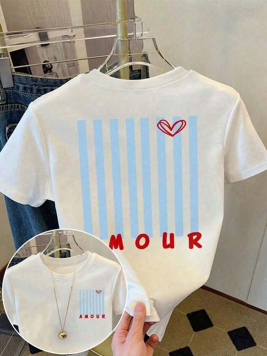 short-sleeveRound Neck DrmWander Conjunto de camiseta de verano para mujer, estilo casual de resort con estampado, adecuado para primavera y verano, opción para viajes y turismo Blusas Para Mujer Casual100% Cotton - Blanco 3 - Ver 1