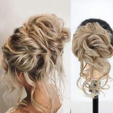 Messy Bun Hair Women Chignon Wig Piece Tousled Updo Air Extensions With Elastic Hair Bands Curly Hair Bun - Multicolor - View 17
