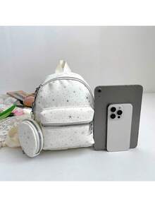 Glitter Star Mini Backpack, Girly Style Multi-Color Small Backpack, Including Small Pouch - Multicolor - View 5