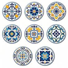 Juego de 8 posavasos de madera con estampado de limón mediterráneo, tapetes para tazas de cocina, posavasos para té y café, adecuados para el hogar, restaurante, cafetería, regalo para padres y amigos, decoración de cocina, decoración de mesa, decoración y regalo de Navidad, disponible en 1 juego, 2 juegos o 23 juegos - Multicolor - Ver 8
