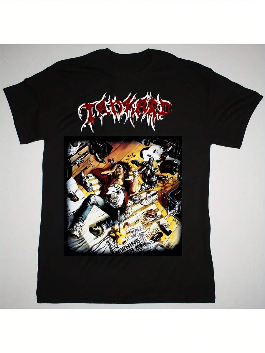 Camiseta de la banda de heavy metal TANKARD para hombre - Logotipo oficial de Beer Party y estampado del logotipo icónico, diseño negro con temática de cerveza alemana roja - Mercancía de concierto, regalo para amantes de la cerveza y fans del rock. Una camiseta de manga corta adecuada para el hogar, uso diario, fiestas y viajes, perfecta como regalo para amigos o familiares. - Negro - Ver 1