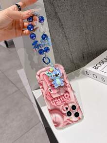 Disney Has Authorized, Phone Case - Chain Set, The Stitch Lilo & Stitch 3D Phone Case Plus A Silicone 3D Stitch Bracelet With Metallic Ring Removable Bracelet, Stitch And Angel Pattern, Compatible With Iphone17/16/15/14/13/12/11/XS/XR/X Plus Pro Max, A Stylish Cartoon Phone Case, The Perfect Gift Choice, Phone Protection, Durable Phone Cover, Great Gift For Friends And Family. - 白色 - 查看 3