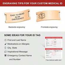Personalized Medical Alert Bracelet - Magnetic Silicon Customized Emergency ID Bracelet, Engraved Medic Info Wristband For Autism, Allergy, Diabetes, Epilepsy - Seashell/bisque-rose Gold Tag - View 8