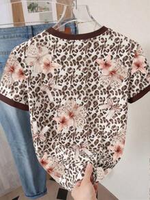 Nuevo estilo de gran , camiseta de mujer de manga corta con rayas decoradas con strass de estilo retro americano, adecuada para ir a la escuela, de compras y salir con amigas por la calle, y versátil en primavera y verano - Multicolor 3 - Ver 2