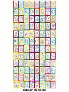 50件套水彩画套装，水彩纸，涂色页，DIY水彩画和涂鸦（包含1张涂色卡，1支笔，1盒四色半干颜料） - A - 查看 8