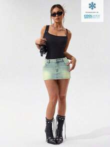 Minifalda vaquera sexy para mujer, de verano - Azul lavado medio 2 - Ver 7