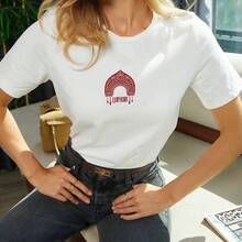 Loose And Versatile European And American Style Cotton T-Shirt With Retro American Bandana Print, Niche White Top That Covers The Abdomen. - 黑色 - 查看 2