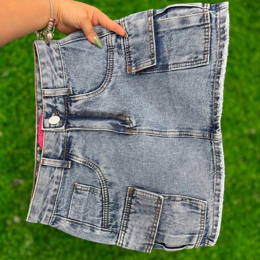 Shin Skirt, Women's Cargo Skirt With Pocket (Sizes 34 To 54), Plus Size. - Dusty Blue - View 1