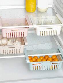 1pc/2pcs Expandable Refrigerator Storage Basket, Refrigerator Storage Box - View 2