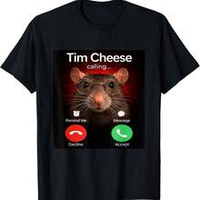 Tim Cheese Is Calling Funny Gen Z Brainrot Meme Cringe Witty T-Shirt - Black - View 1