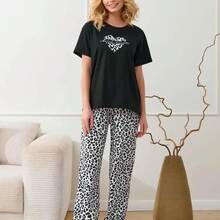 Camiseta de algodón de manga corta estilo europeo y americano con estampado de corazones, versátil y holgada, de alta calidad y comodidad para el verano. - Negro - Ver 4