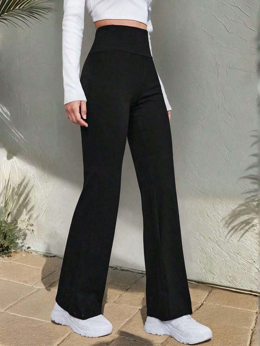 Pantalones acampanados de cintura ancha - Negro 2 - Ver 1