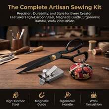 4pcs Sewing Supplies Set, Sharp Stainless Steel Tailor Scissors And Thread Snips, Sewing Machine Accessories Multi-Function Magnetic Ruler Flatbed Edge Guide Positioning Tool, Sewing Machine And Wrist Universal Pin Cushion - Multicolor - View 9