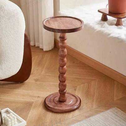 Mesa auxiliar redonda de madera moderna, mesa de centro de madera, mesa de acento de madera, mesa de café de base de madera multifuncional para sala de estar, dormitorio, soporte para plantas, muebles de decoración del hogar, adecuada para sala de estar, dormitorio, mesita de noche, jardín