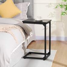 Rustic Brown C Shaped Side Table Metal Frame Sofa End Table For Small Spaces Bedroom Living Room Coffee Table UHET02CBR1 - Black 2 Set - View 9