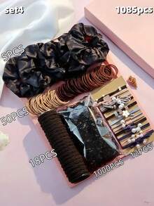 1085/1090/1045pcs/Set Warm Color Hair Accessory Set, Includes Satin Texture Scrunchies, Satin Hair Ties, Polka Dot Hair Ropes, Bow Hair Accessories, High Elasticity Rubber Band Set, Exquisite Small Hair Accessories With Rich Details - Suitable For Girls And Women, Meets Daily, Party And Other Occasion Needs, A Treasure Choice For Creating Sweet Style - Multicolor - View 17