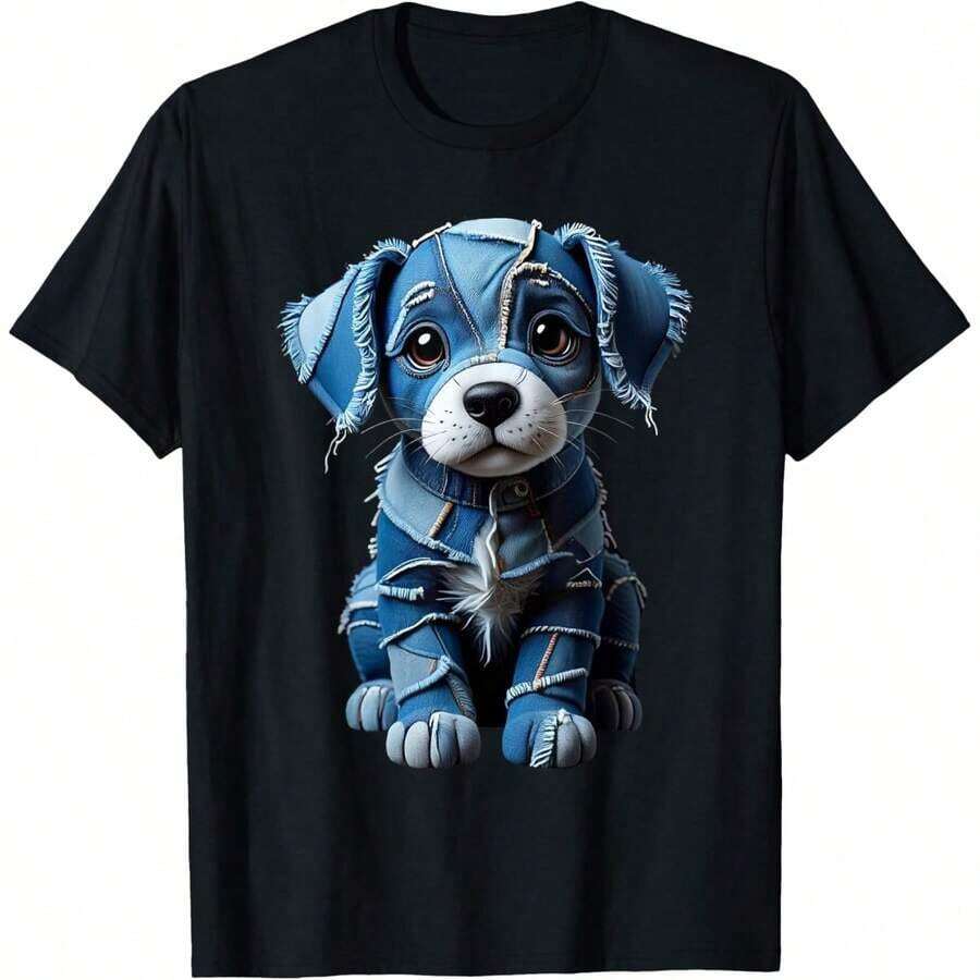 Short-Sleeved T-Shirt With A Fun Print For Dog Lovers, Accessories And Items For Dog Owners, "Life Without Dogs Is Cute... I Don't Think So", Unisex For Adults And Children, Black, 100% Cotton. - 黑色 14 - 查看 1