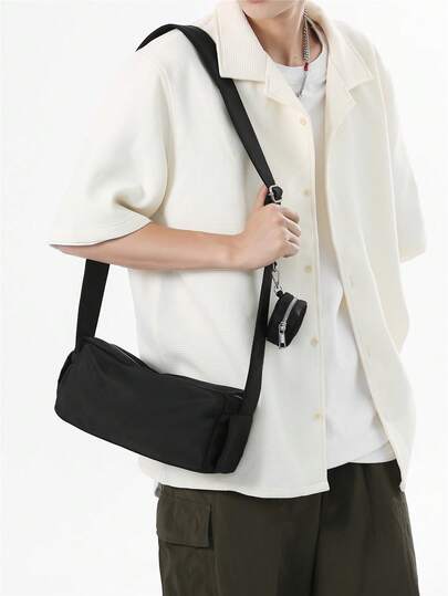 Minimalist Fashion Versatile Hanging Small Bag, Men's Shoulder Crossbody Bag Fits Phone, Folding Umbrella, Books, Coins, Keys, Suitable For Outdoor, Leisure, Travel, Commuting