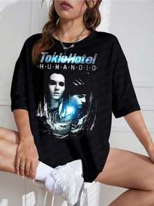 Unisex T-Shirt With Retro Band Print, Round Neck, Short Sleeve, Casual Design, Ideal For Fans - 白色 - 查看 9