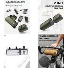 ROCKBROS - Bolsa para manubrio de bicicleta 2 litros de gran capacidad 2 en 1 multifuncional para bicicleta - Blanco - Ver 1