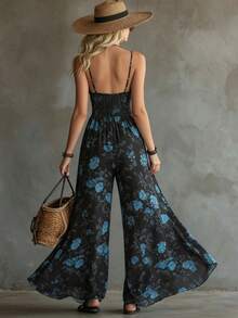 Mono sin mangas de gasa con estampado elegante y retro, nuevo modelo - Negro - Ver 4