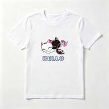 Playera Niña Algodón Gatos Dormidos - Estampado Tierno y Colorido para Niñas - Blanco - Ver 1