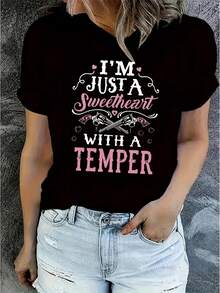 Women's T-Shirt For Spring And Summer - 黑色 - 查看 1