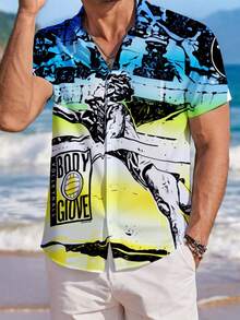 Graphic Print Men's Shirts Body Glove Volleyball Sport Design Summer Beach Wear Gift For Sports Fans - 彩色 - 查看 1