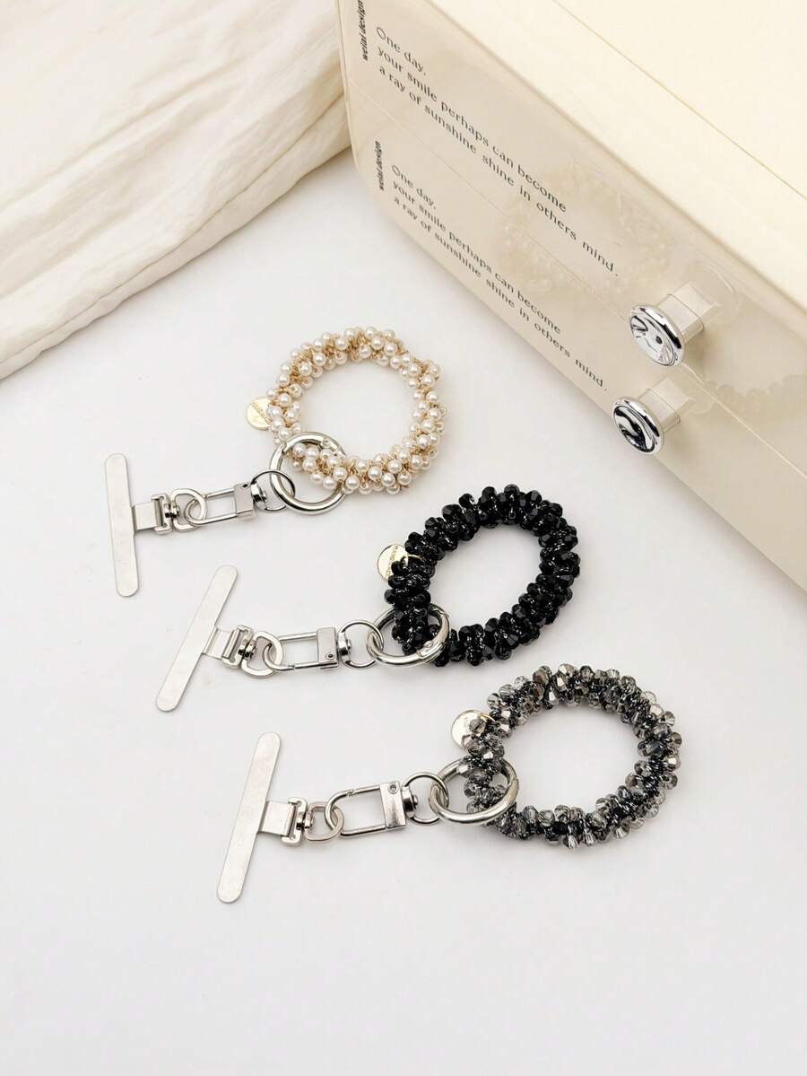 1 chiếc dây buộc tóc đính pha lê, dây đeo điện thoại thanh lịch dành cho nữ, phụ kiện chống thất lạc điện thoại. - Nhiều màu - Xem 1