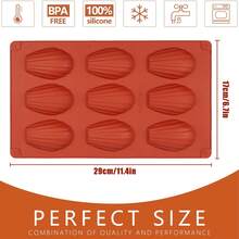 Molde de silicona para tartas Madeline de 9 cavidades, molde de silicona con forma de concha para chocolate, hornear chocolate, galletas, postres, dulces - Multicolor - Ver 2